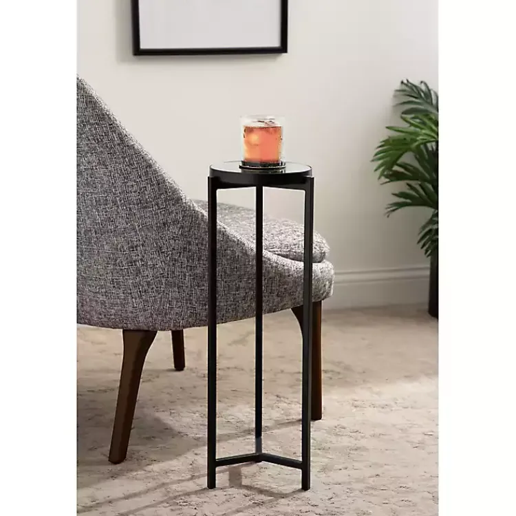 Accent & End Tables-Kirklands Home Metal Mirrored Tabletop Aguilar Drink Table Black