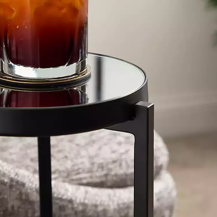 Accent & End Tables-Kirklands Home Metal Mirrored Tabletop Aguilar Drink Table Black