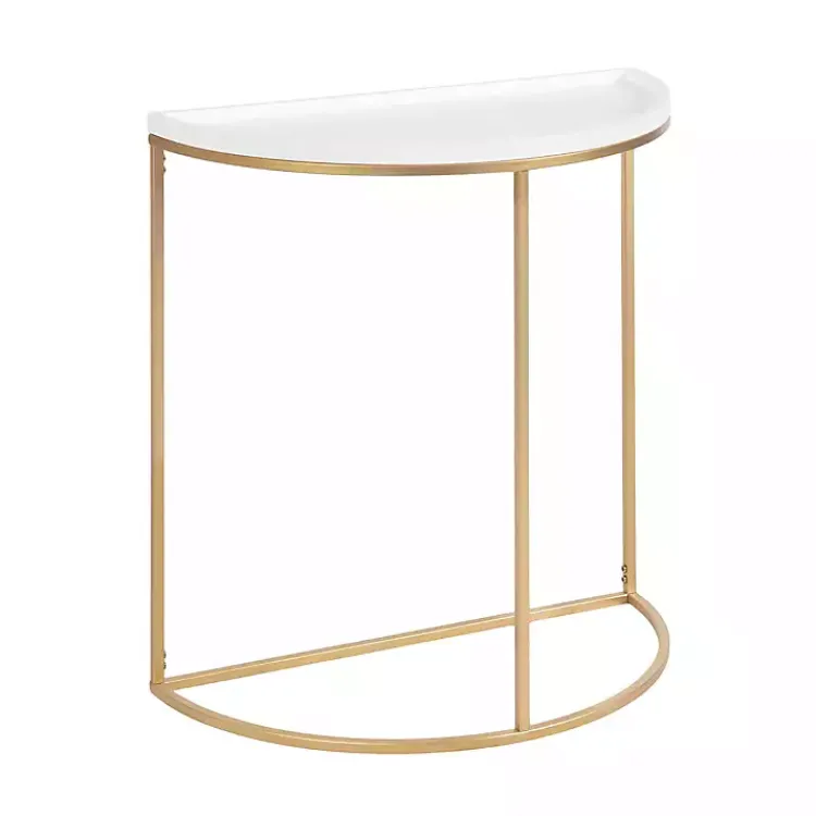 Accent & End Tables-Kirklands Home & Gold Half Moon Dorrah Accent Table White