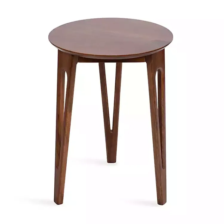Accent & End Tables-Kirklands Home Walnut Mango Wood Round Kershaw Accent Table Brown