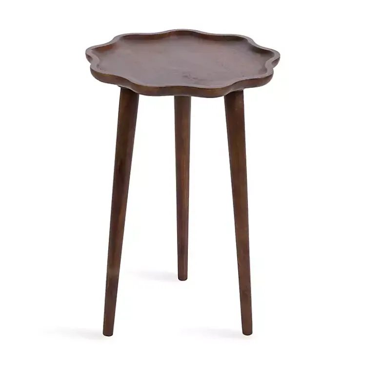 Accent & End Tables-Kirklands Home Walnut Wood Wavy Accent Table Brown