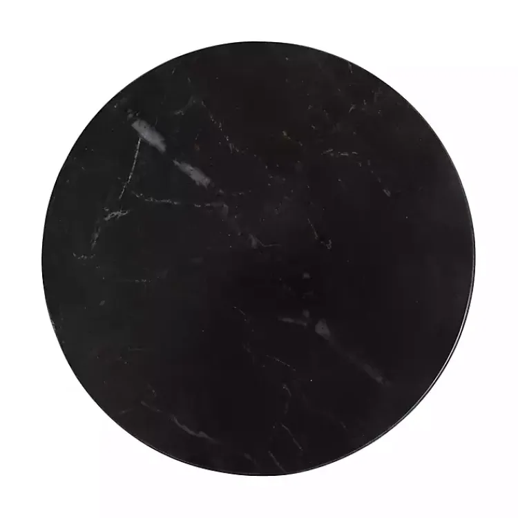 Accent & End Tables-Kirklands Home Antique Brass and Marble Adjustable Table Black