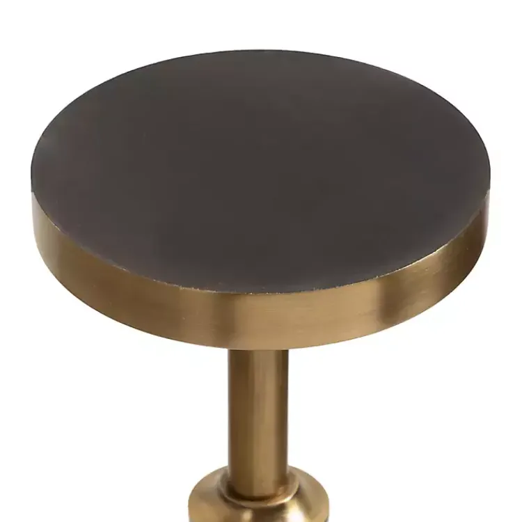 Accent & End Tables-Kirklands Home Antique Brass and Marble Adjustable Table Black