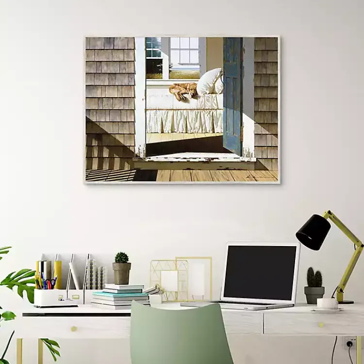 Canvas Art-Kirklands Home Beach House Dog Framed Canvas Art Print