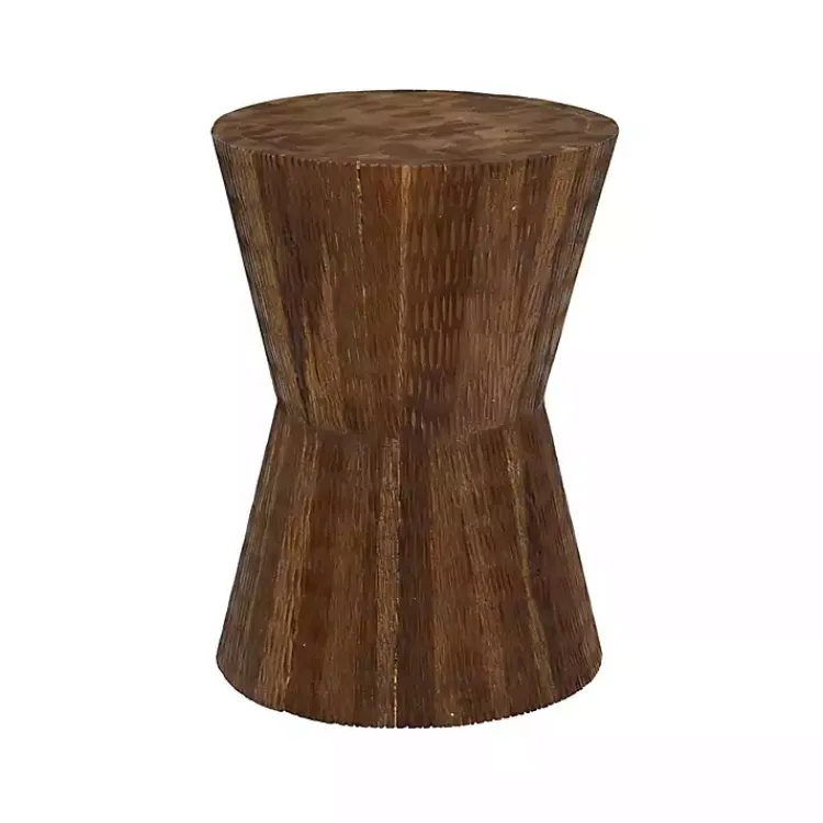 Accent & End Tables-Kirklands Home Teak Wood Hourglass Accent Table Brown