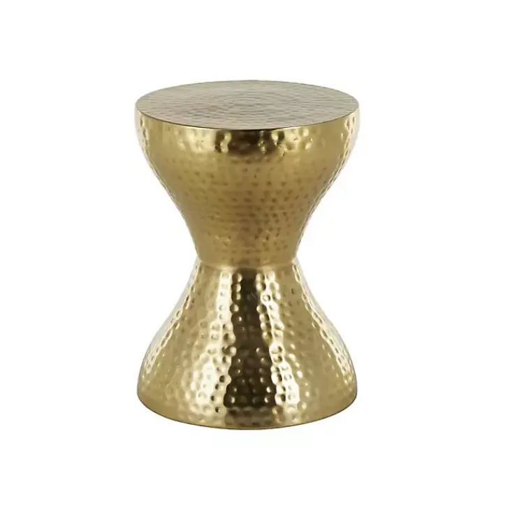 Accent & End Tables-Kirklands Home Hammered Hourglass Accent Table Gold