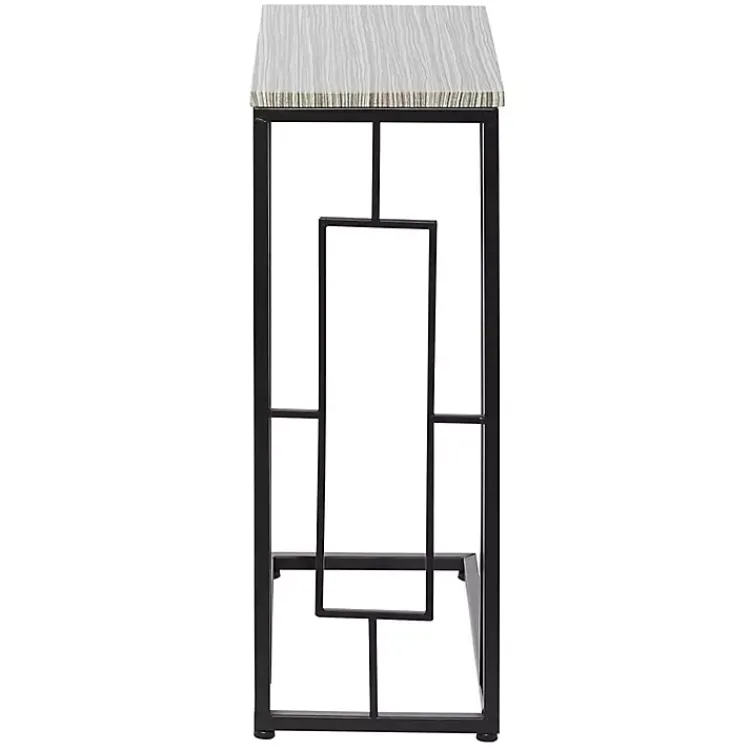 Accent & End Tables-Kirklands Home Gunmetal Black Geometric Metal C-Table Brown