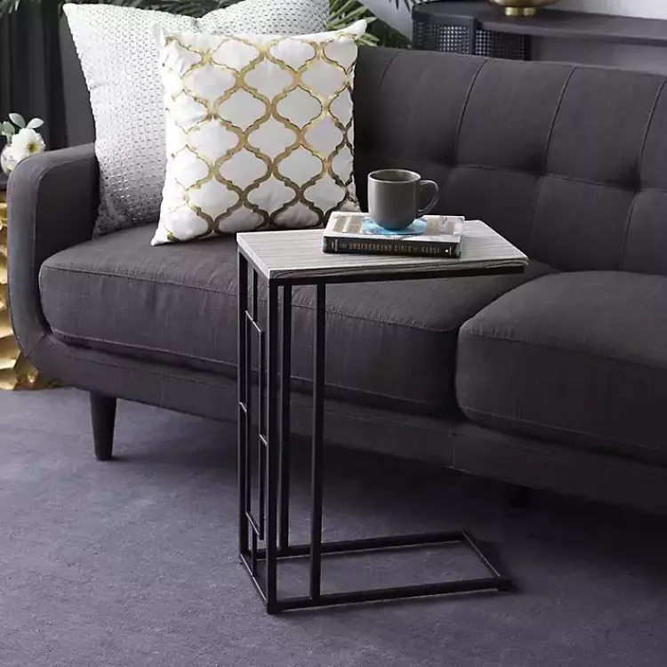 Accent & End Tables-Kirklands Home Gunmetal Black Geometric Metal C-Table Brown