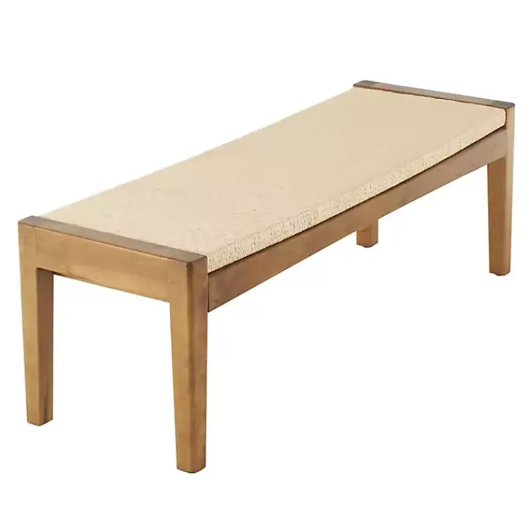 Benches & Ottomans-Kirklands Home Woven Rope and Birch Wood Bench Tan
