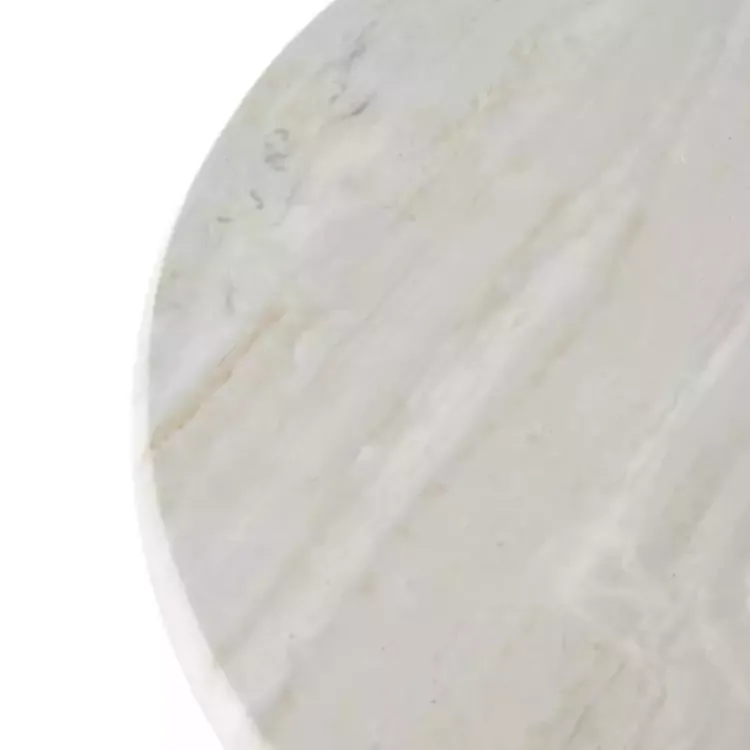 Accent & End Tables-Kirklands Home Black Metal & Marble Pedestal Accent Table White