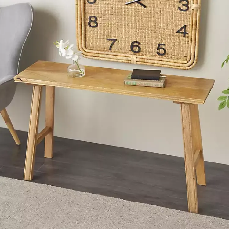 Benches & Ottomans-Kirklands Home Light Mango Wood Rustic Tall Bench Brown