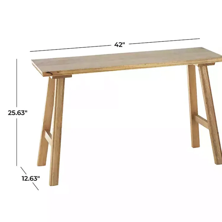 Benches & Ottomans-Kirklands Home Light Mango Wood Rustic Tall Bench Brown