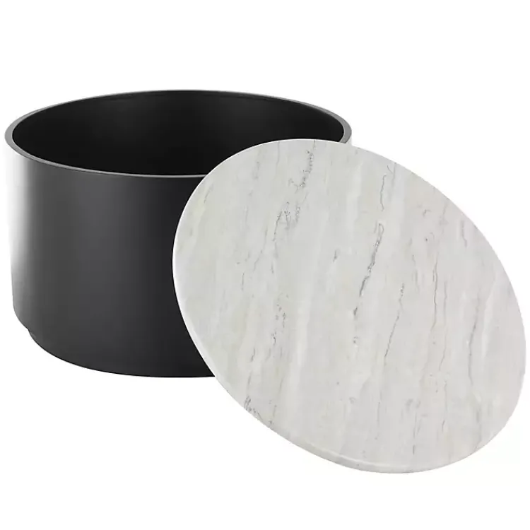 Coffee Tables-Kirklands Home Marble & Black Metal Storage Coffee Table White