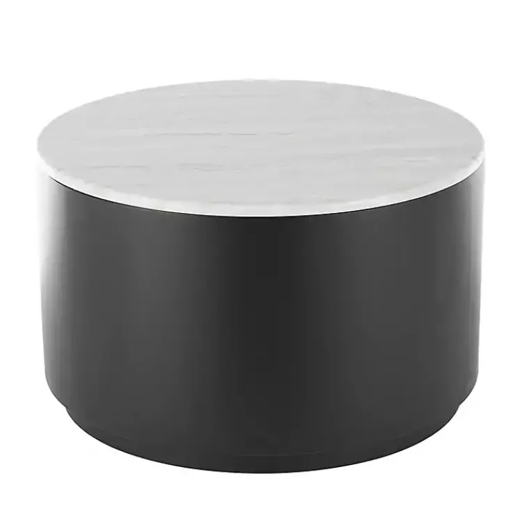 Coffee Tables-Kirklands Home Marble & Black Metal Storage Coffee Table White