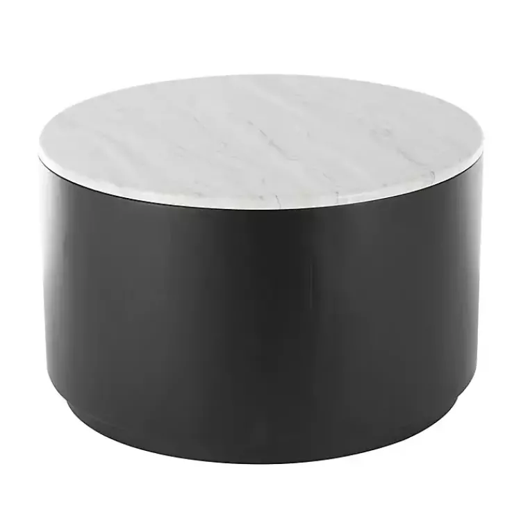 Coffee Tables-Kirklands Home Marble & Black Metal Storage Coffee Table White