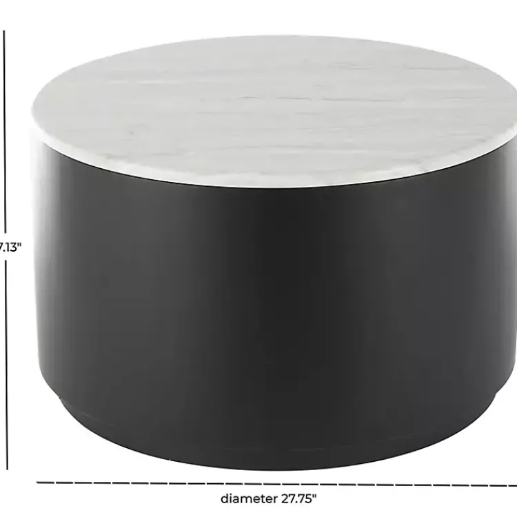 Coffee Tables-Kirklands Home Marble & Black Metal Storage Coffee Table White