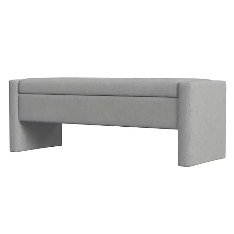 Benches & Ottomans-Kirklands Home Light Upholstered Modern Storage Bench Gray