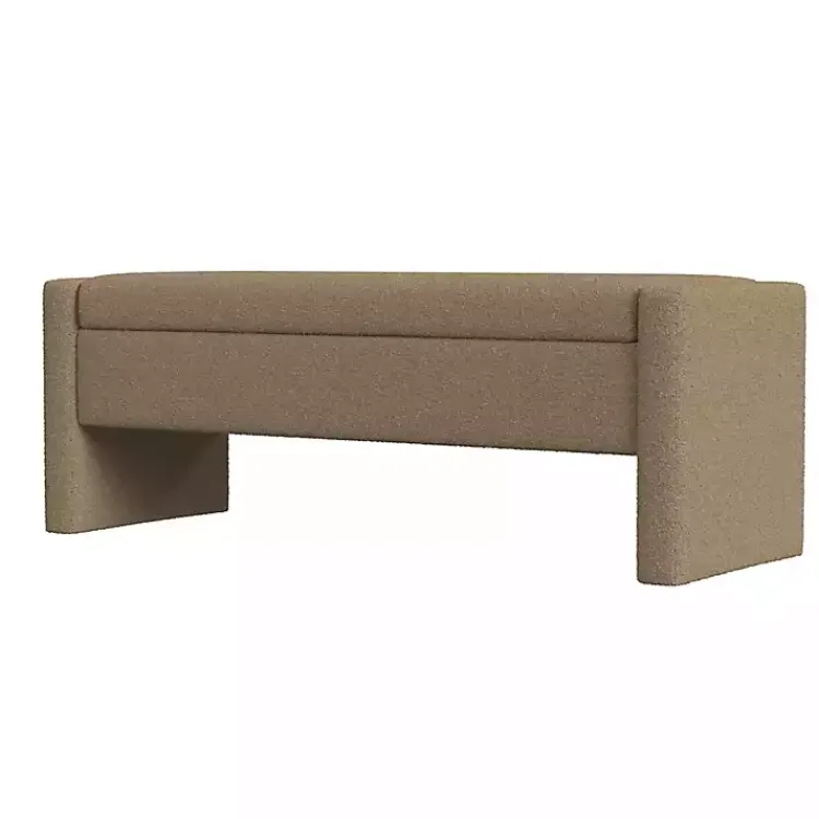 Benches & Ottomans-Kirklands Home Light Boucle Modern Storage Bench Brown