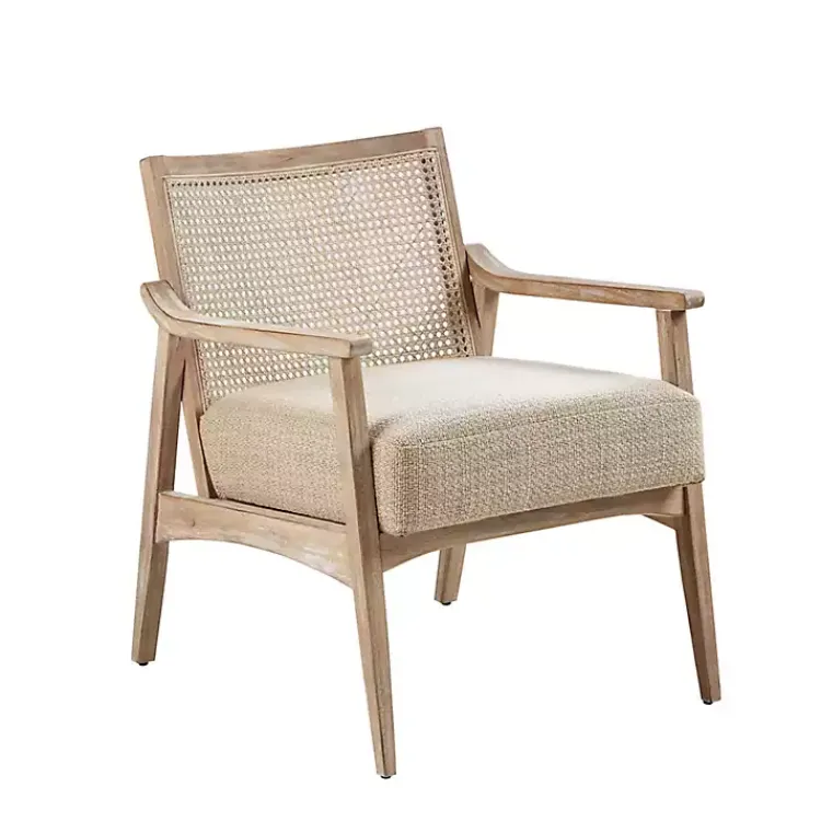 Accent Chairs-Kirklands Home Neutral Wheat Mid-Century Modern Accent Chair Tan