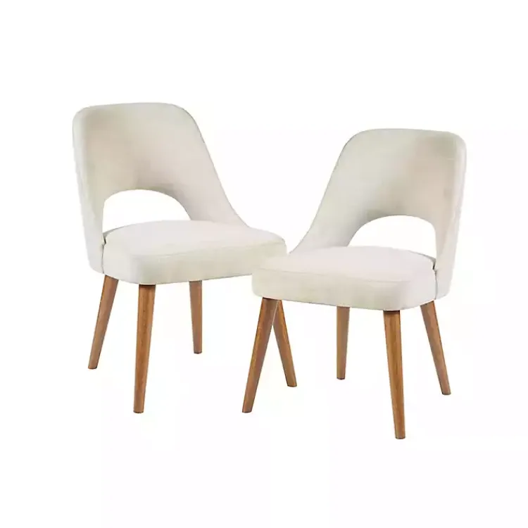 Dining Chairs-Kirklands Home Cream Cut-Out Pecan Wood Dining Chairs, Set of 2 White