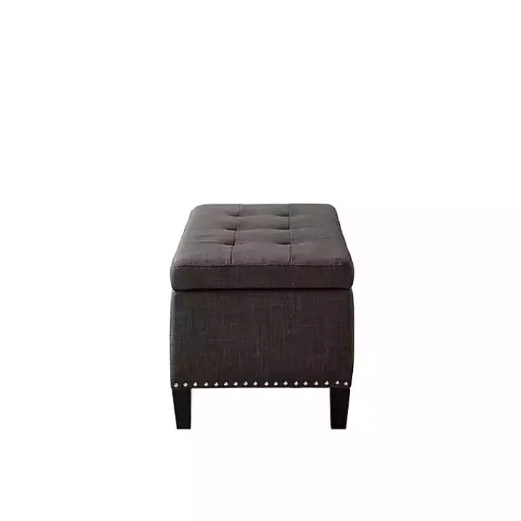 Benches & Ottomans-Kirklands Home Linen Button Tufted Storage Bench Black