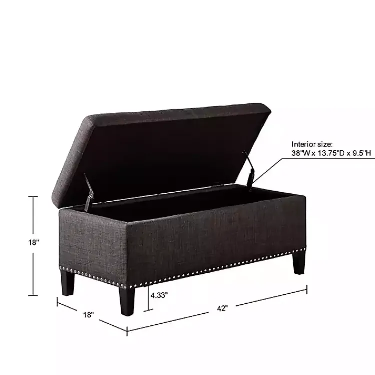 Benches & Ottomans-Kirklands Home Linen Button Tufted Storage Bench Black
