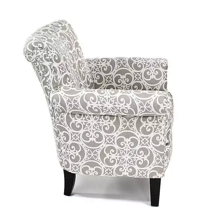 Accent Chairs-Kirklands Home Fretwork Accent Club Chair Gray
