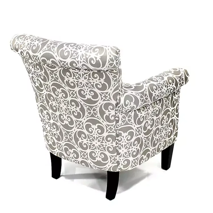 Accent Chairs-Kirklands Home Fretwork Accent Club Chair Gray
