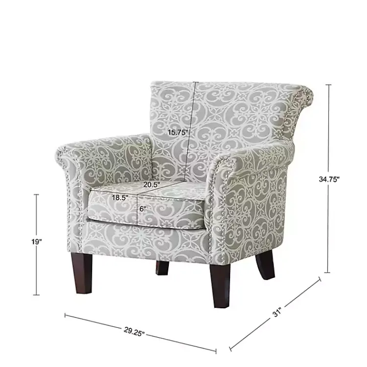 Accent Chairs-Kirklands Home Fretwork Accent Club Chair Gray