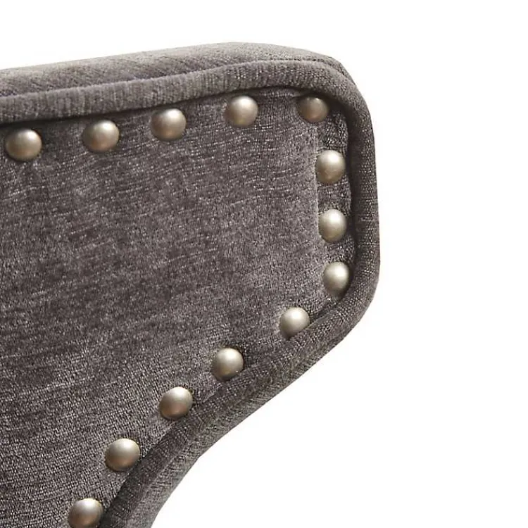 Bar Stools & Counter Height Stools-Kirklands Home Upholstered Wood Swivel Counter Stool Gray