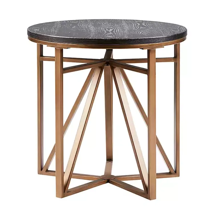 Accent & End Tables-Kirklands Home Antique Bronze Kayden Round Accent Table Black