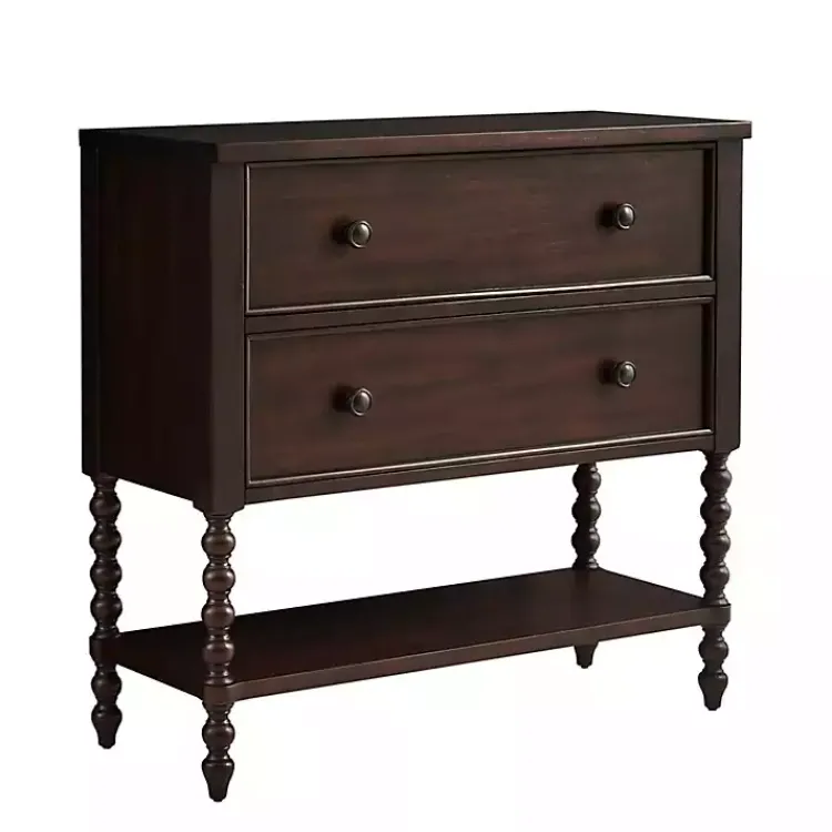 Cabinets & Sideboards-Kirklands Home Wood Turned Legs 2-Drawer Chest Brown