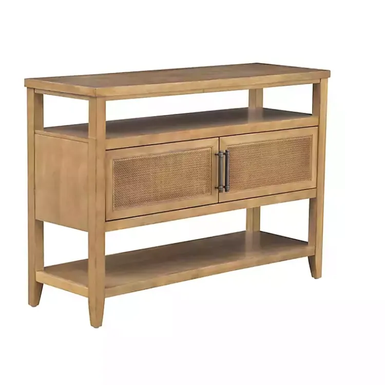Console Tables-Kirklands Home Natural Cane Martha Sterwart Console Table Tan