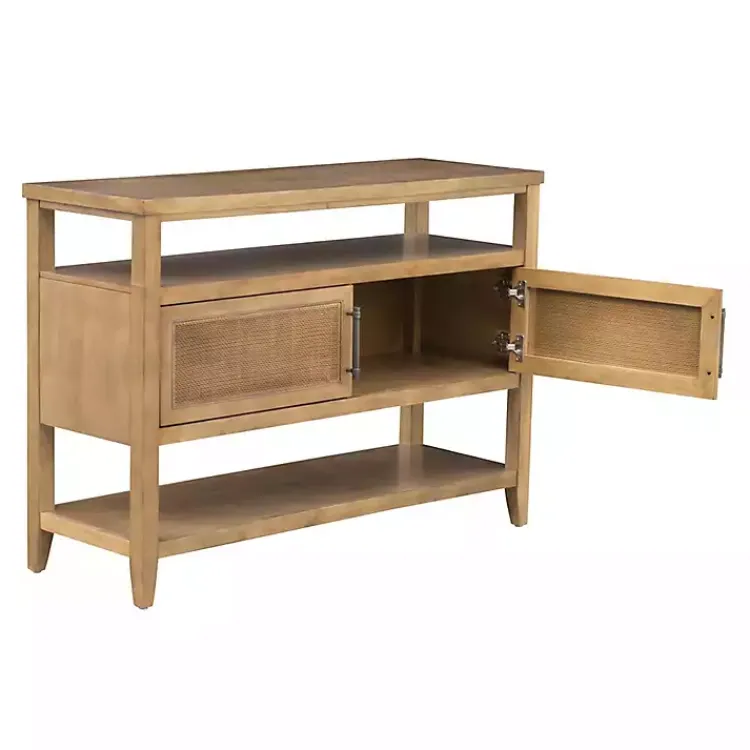 Console Tables-Kirklands Home Natural Cane Martha Sterwart Console Table Tan