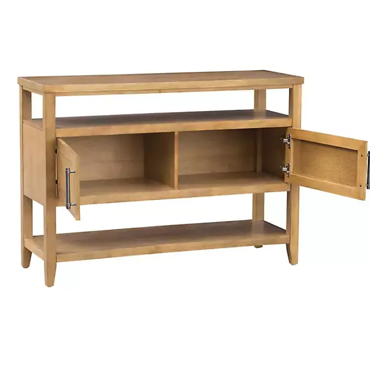 Console Tables-Kirklands Home Natural Cane Martha Sterwart Console Table Tan