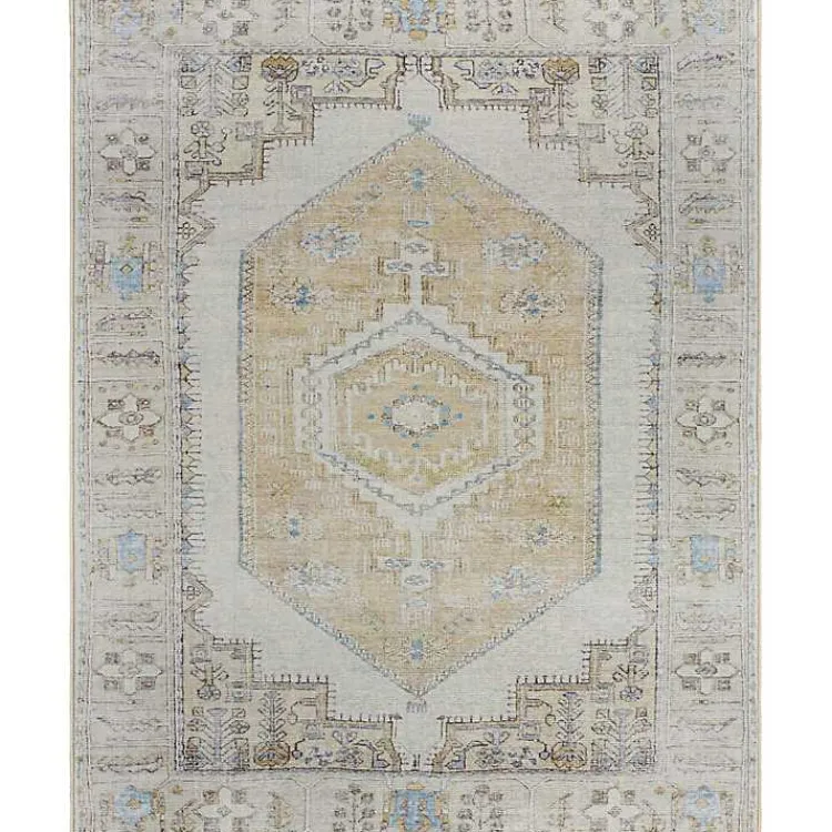 Area Rugs-Kirklands Home Amelie Yellow Traditional Washable Area Rug, 8x12