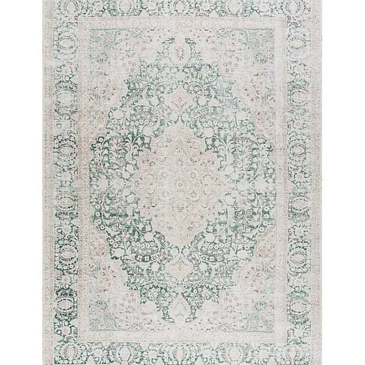 Area Rugs-Kirklands Home Amelie Green Traditional Washable Area Rug, 5x7