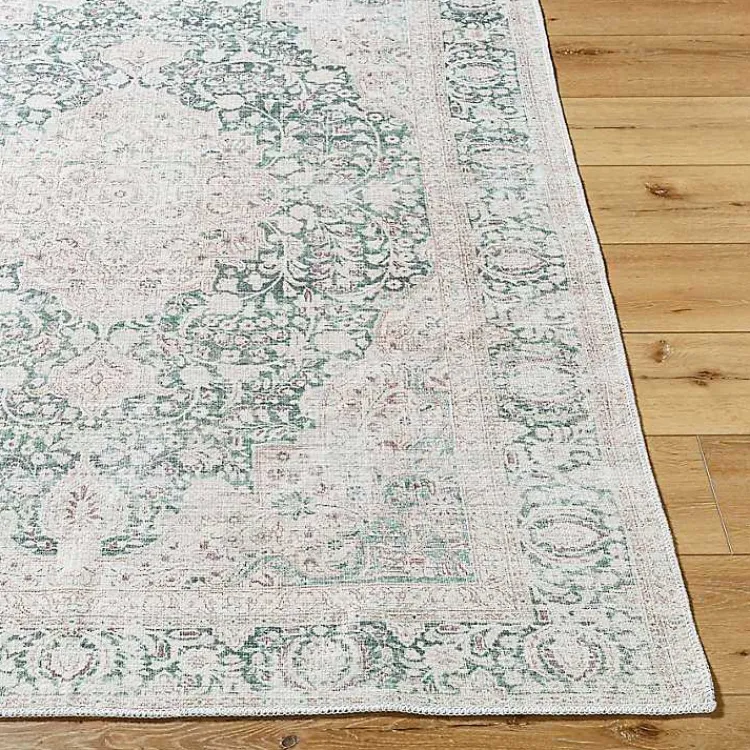 Area Rugs-Kirklands Home Amelie Green Traditional Washable Area Rug, 6x9