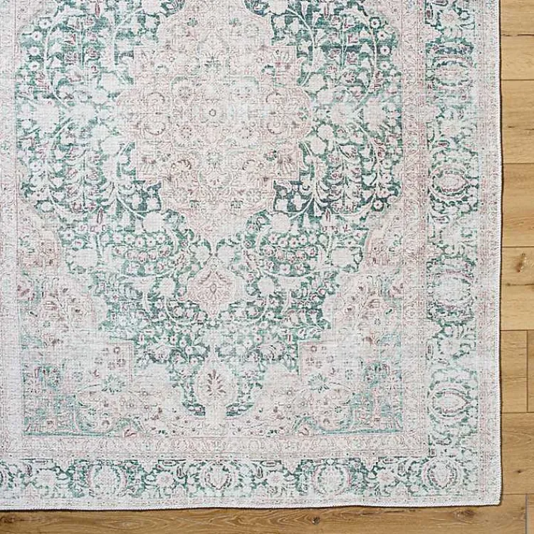 Area Rugs-Kirklands Home Amelie Green Traditional Washable Area Rug, 6x9