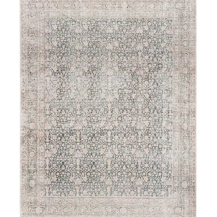 Area Rugs-Kirklands Home Amelie Black Traditional Washable Area Rug, 7x10