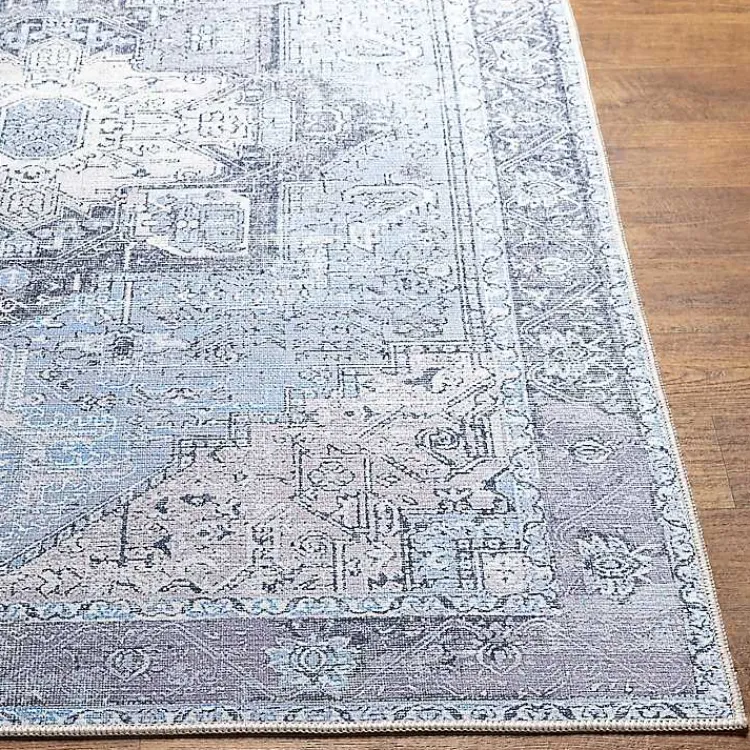 Area Rugs-Kirklands Home Amelie Silver Classic Washable Area Rug, 7x10 Blue
