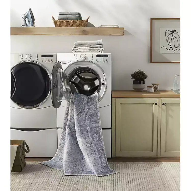 Area Rugs-Kirklands Home Amelie Silver Classic Washable Area Rug, 8x12 Blue