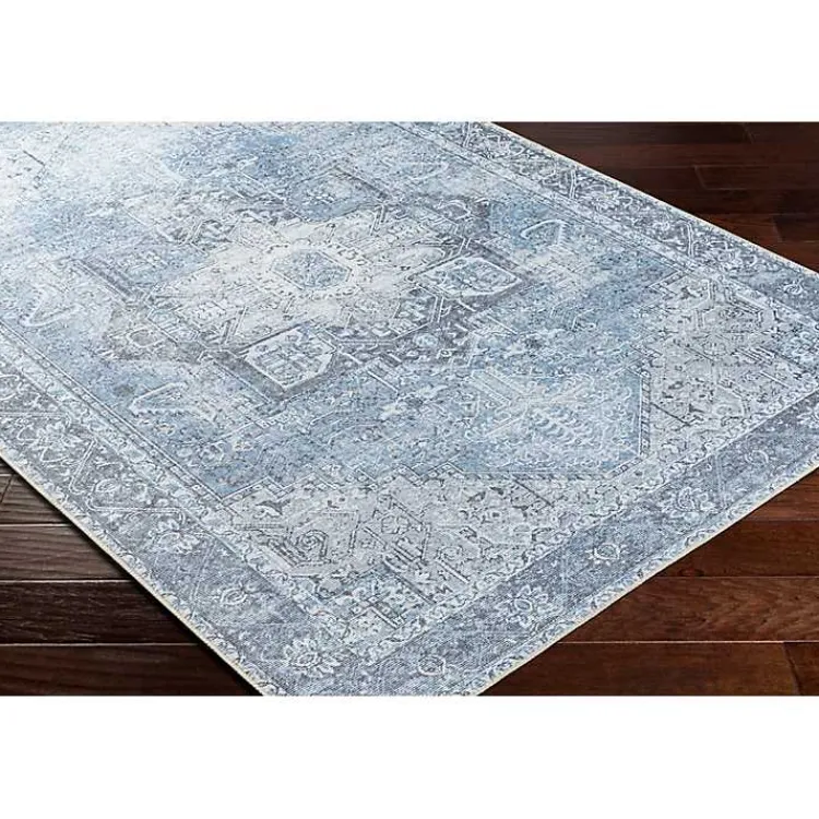 Area Rugs-Kirklands Home Amelie Silver Classic Washable Area Rug, 8x12 Blue