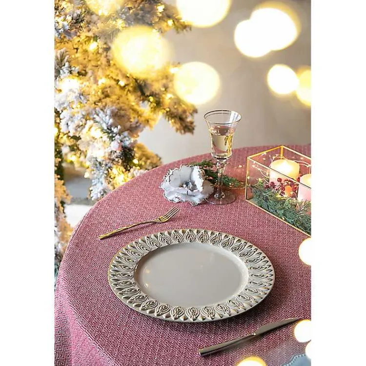 Serving & Entertaining-Kirklands Home Dark Cream Plume Border Chargers, Set of 4 Ivory