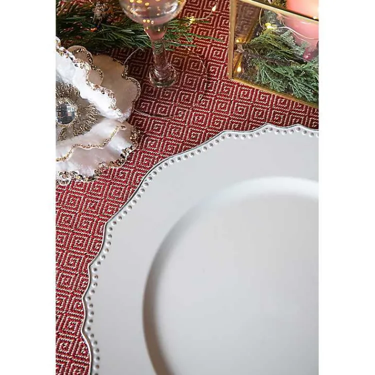 Serving & Entertaining-Kirklands Home Scalloped Beaded Rim Chargers, Set of 4 White