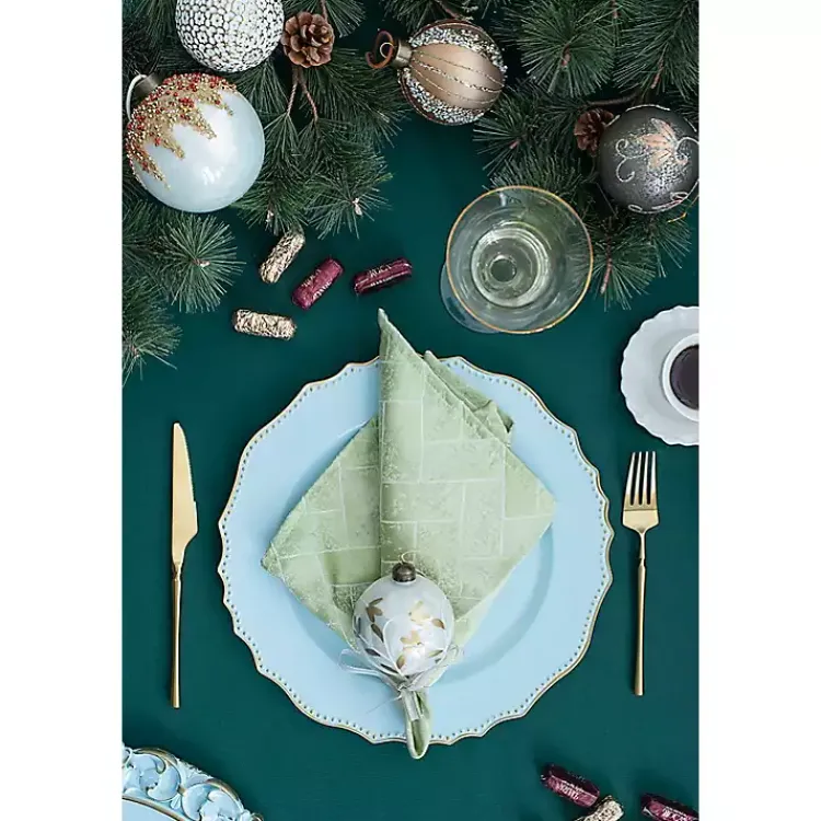 Serving & Entertaining-Kirklands Home Scalloped Beaded Rim Chargers, Set of 4 Blue