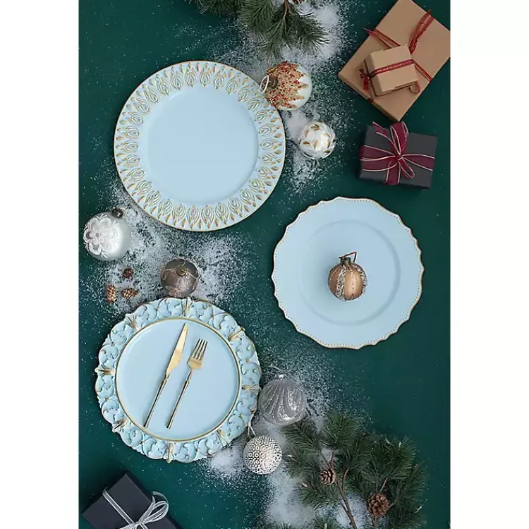 Serving & Entertaining-Kirklands Home Scalloped Beaded Rim Chargers, Set of 4 Blue