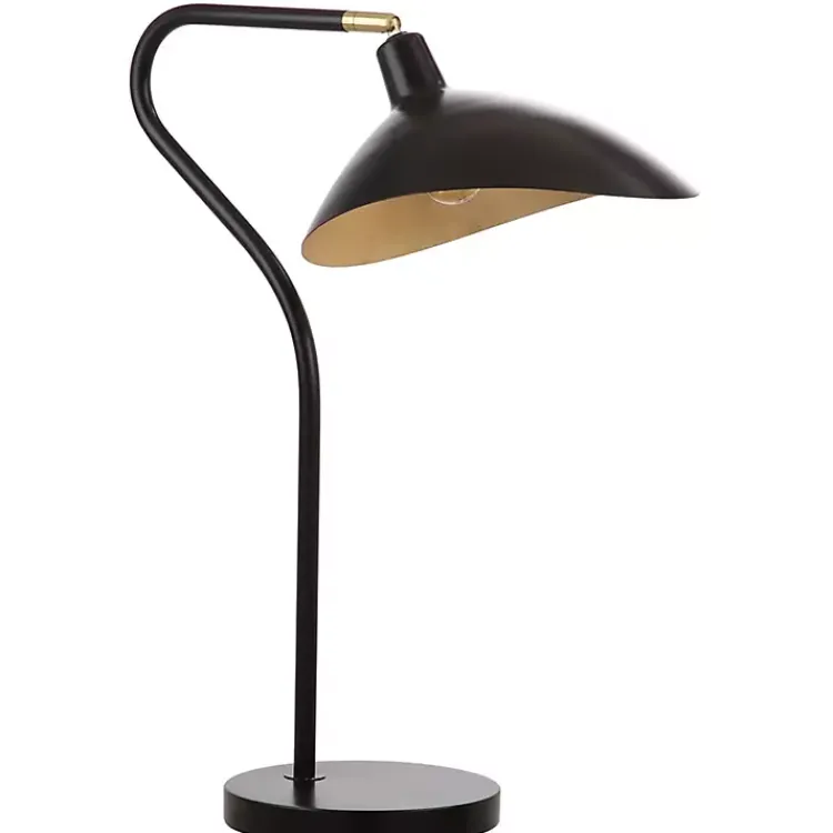 Table Lamps-Kirklands Home Black and Gold Curved Neck Giselle Task Lamp
