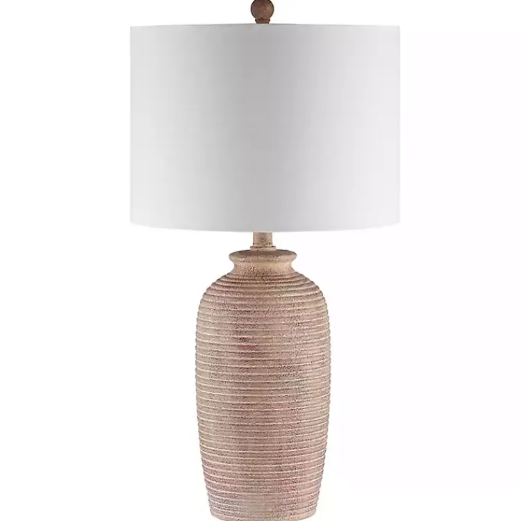 Table Lamps-Kirklands Home Tan Textured Kensin Table Lamp White