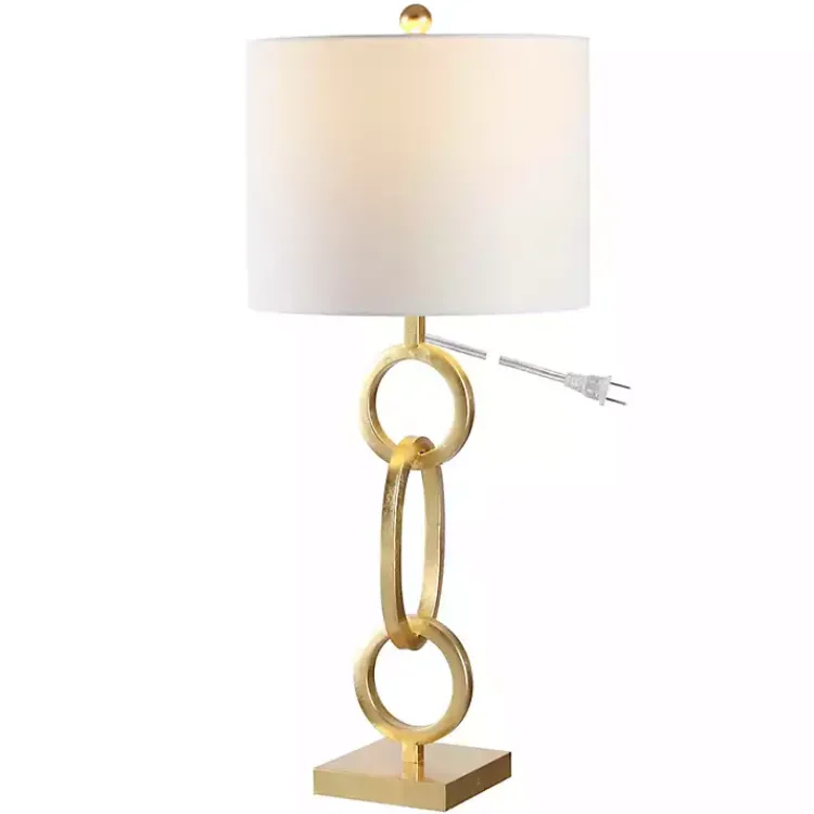 Table Lamps-Kirklands Home Gold Stacked Rings Alaia Table Lamp White